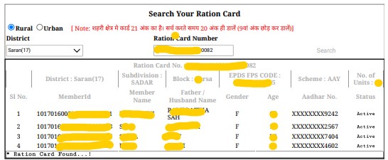 Ration Card PDF Download