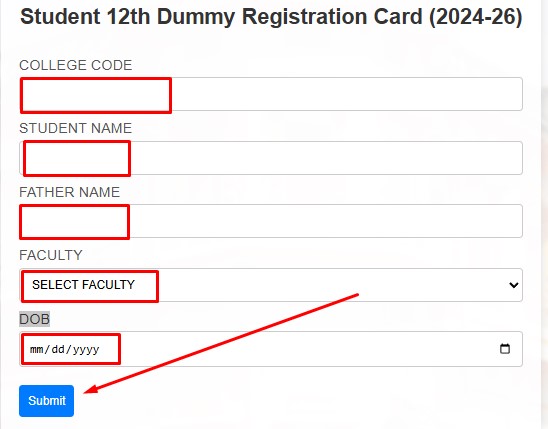 Dummy Registration Card